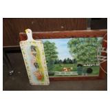 FRAMED COW PAINTING & PIG DECOR