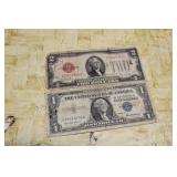 1928 RED SEAL 2$BILL, 1957 SILVER CERTIFICATE
