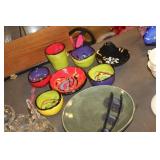 POTTERY BOWLS, PLATE, ETC.