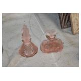 2 PINK GLASS PEFUME BOTTLES