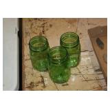 3 GREEN BALL JARS