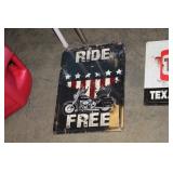 RIDE FREE METAL SIGN