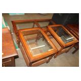 2 GLASS TOP END TABLES & COFFEE TABLE
