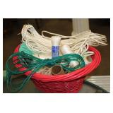 BASKET OF ROPE,STRING & WIRE