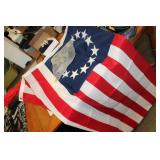 13 STAR AMERICAN FLAG & BAG OF METAL HOOKS