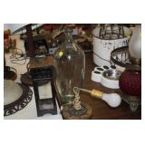 16" TALL GLASS VASE, WALL LAMP, LANTERN BOX