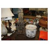 METAL TREE DECORATION 30", VINTAGE METAL BUCKET