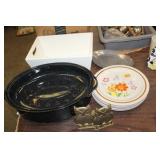 STONECRAFT PLATES, ROASTER PAN, MISC