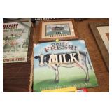 14X14 METAL COW SIGN & 9X11 COW FRAME
