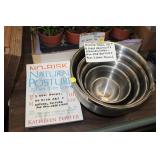 4 PC ST STEEL MIXING BOWL SET + 2 NEW HEALTH BOOKS