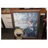 FRAMED 26.5X33" PARIS PRINT & PARIS CAFE METAL SIG