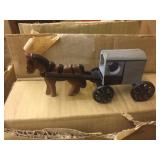 CAST IRON GRAY HORSE AND BUGGY