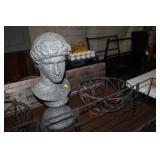 18" CAESAR BUST, METAL HANGING & WALL PLANTERS
