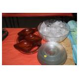 PUNCH BOWL & CUPS, SWIRL DISHES, WOODEN BOWLS, ETC