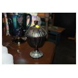 9" TALL CARNIVAL COMPOTE WITH LID