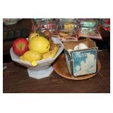 MILKGLASS FRUIT BOWL, CARNIVAL PLATE ETC
