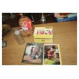 BASKET OF CHUCK KEYS, JAR WITH LID, ETC CHRISTMAS