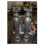 PAIR OF 22 IN METAL CANDLE HOLDERS