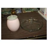 13 IN GLASS SERVING TRAY  & CANISTER