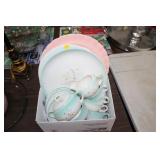 BOX OF VINTAGE DISHES PLATTERS, ETC