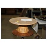 LONGABERGER WOOD CHARGER AND WOVEN PEDESTAL STAND