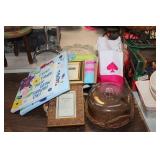 VARIOUS FRAMES, CANVAS PAINTINGS, SHELLS, ETC