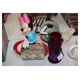 MINNIE MOUSE & VARIOUS GLASS DECOR