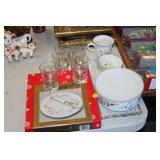 PFALTZGRAFF WINTERBERRY CHEESE TRAY, GLASSES, ETC
