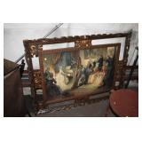 LARGE VINTAGE FRAMED PRINT LADY PIANO 36 X 48