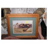 14X17 HUNTING BUFFALO FRAMED PRINT