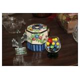 GLASS BOWL, MARBLES, ETC