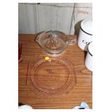 PINK DEPRESSION PLATES AND JUICER