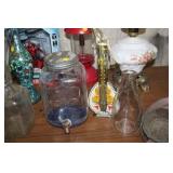 ONE GALLON DISPENSER, OLD BOTTLE AND DECANTER