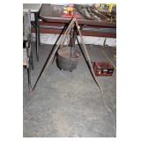 CAMP FIRE STAND WITH CAST IRON POT
