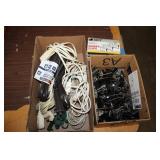 LOT OF BINDER CLIPS & EXTENSION CORDS