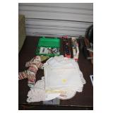 LOT OF BUTTONS,THREAD,DOILIES,ETC
