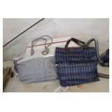 2 DUFFLE BAGS & BOX OF LG. UNDERGARMENTS