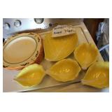 LOT OF GIBSON DISHES,LEAF BOWLS & PLATTER
