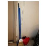 GAS CAN & 2 BROOMS
