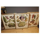 3 FRAMED VEGATABLE PRINTS
