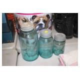3 BLUE BALL JARS