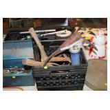 CRATE OF PITCH FORK HEADS,CAULK GUNS,ETC