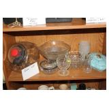 LOT OF GLASS BOWLS,COUNTER JAR,ETC