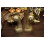 PAIR OF BRASS DUCK HEAD BOOKENDS