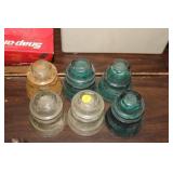6 GLASS INSULATORS