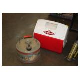 VINTAGE METAL GAS CAN & COOLER
