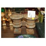 PAIR OF CAST IRON URNS, 8" TALL