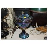 CARNIVAL GLASS COMPOTE WITH LID