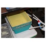 LOT OF TOTES,CRATES & BATHROOM SUPPLIES