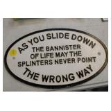 WRONG WAY CAST IRON SIGN